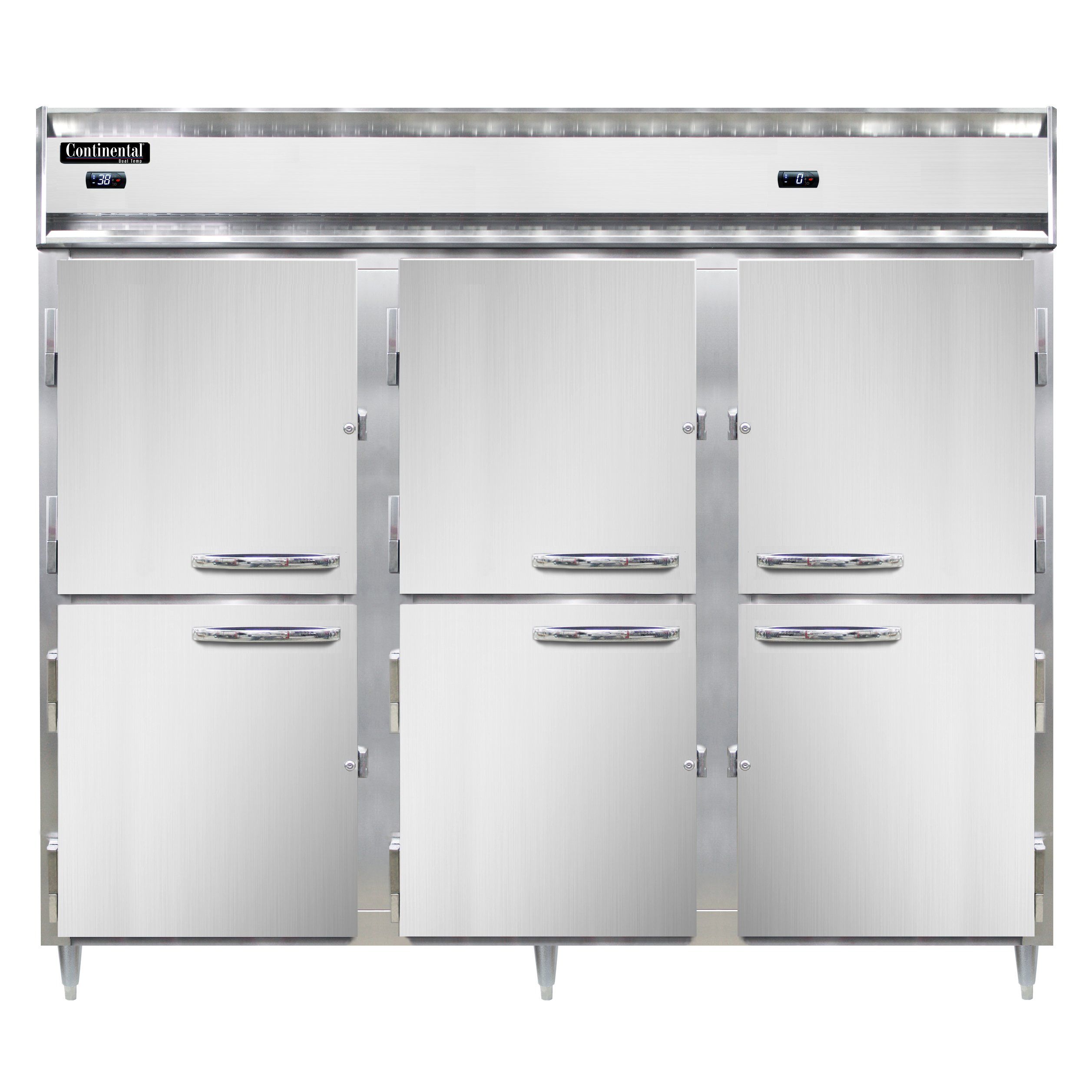 Continental Refrigerator D3RFFEN Reach-In Refrigerator Freezer w/ 3-Section, 6 Solid Half Doors