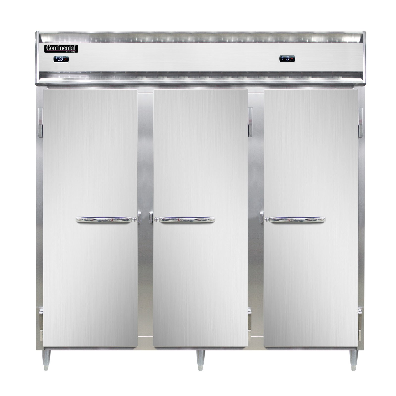 Continental Refrigerator D3RRFNSS Reach-In Refrigerator Freezer w/ 3-Section, 3 Solid Full Doors