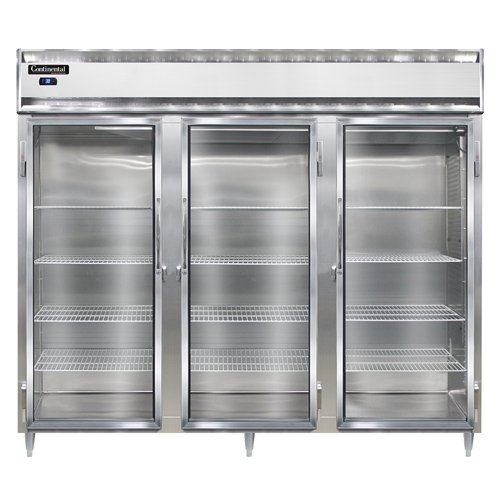 Continental Refrigerator D3RENGD 85″ Reach-In Refrigerator w/ 3 Sections, 3 Glass Doors