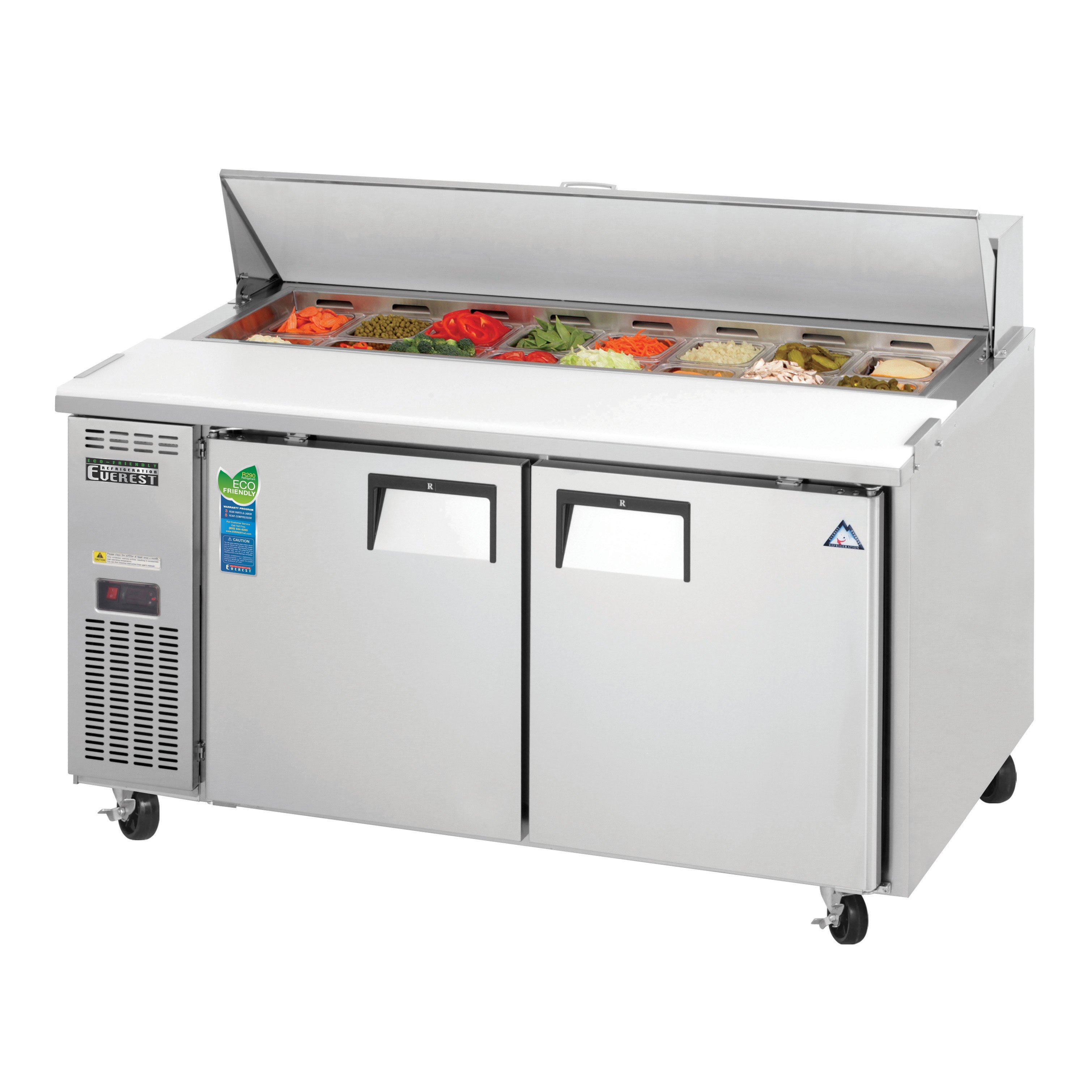 Everest EPWR2 59″ Two Section Sandwich Salad Prep Table, 17.0 cu. ft.