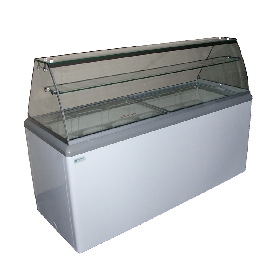 Excellence HBD-12HC 70″ Ice Cream Dipping Cabinet with Curved Glass, 20.0 cu. ft.
