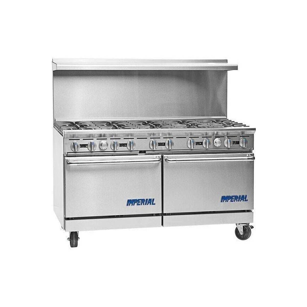 Imperial IR-10 60″ Gas Restaurant Range, (2) Standard Ovens, (10) Open Burners