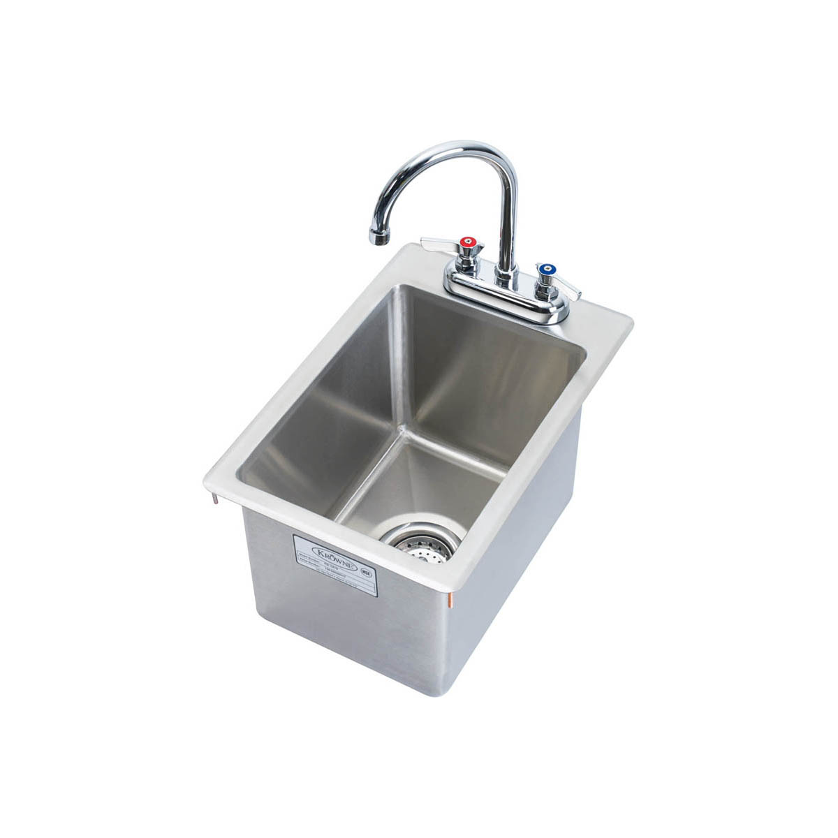 Krowne Metal HS-1225 One Compartment Drop-In Hand Sink w/ Splash Guards 