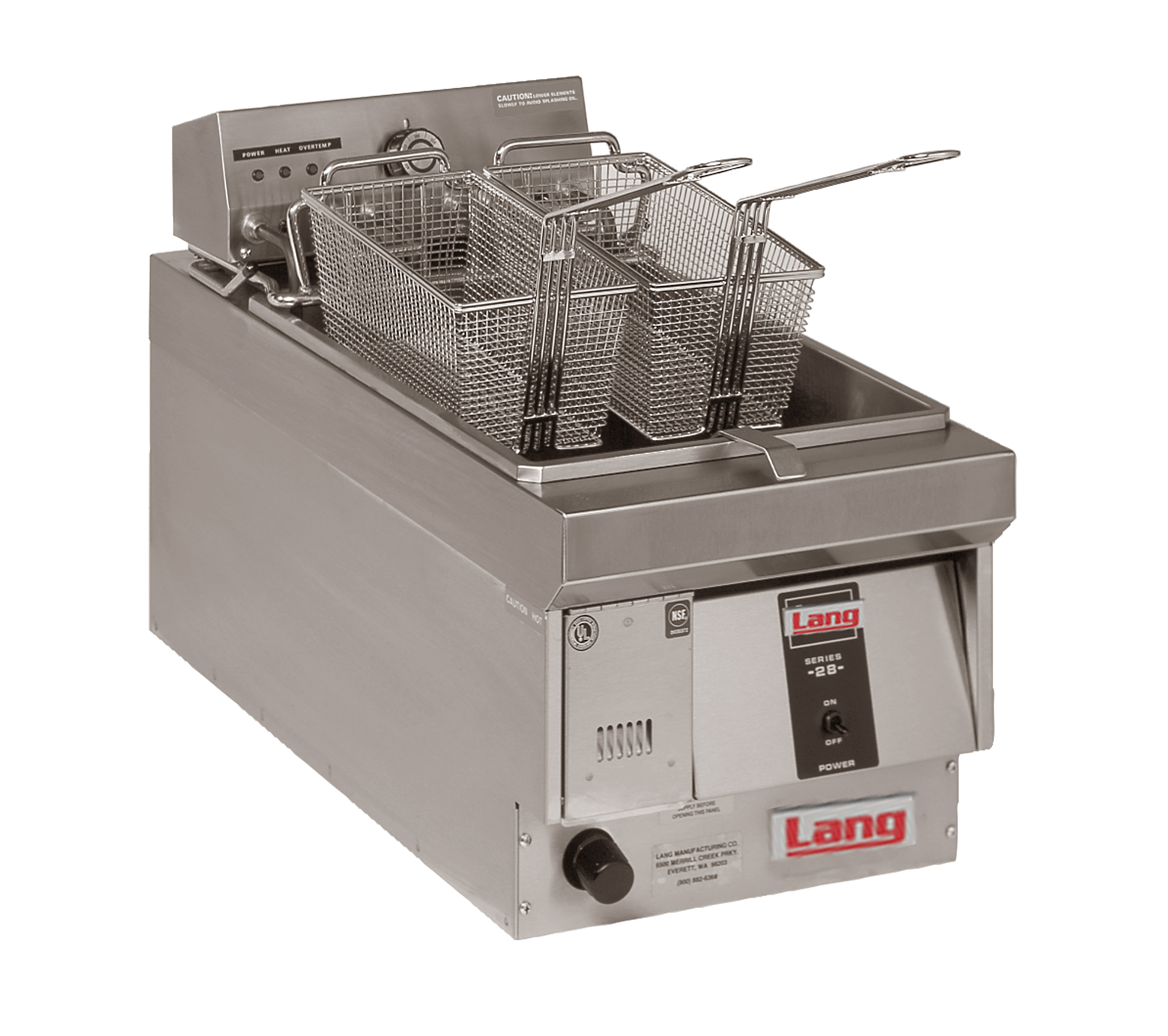 Lang 130FM Full Pot Countertop Electric Marine Fryer w/ 30-Lb. Capacity, 2 Baskets, 12 kW