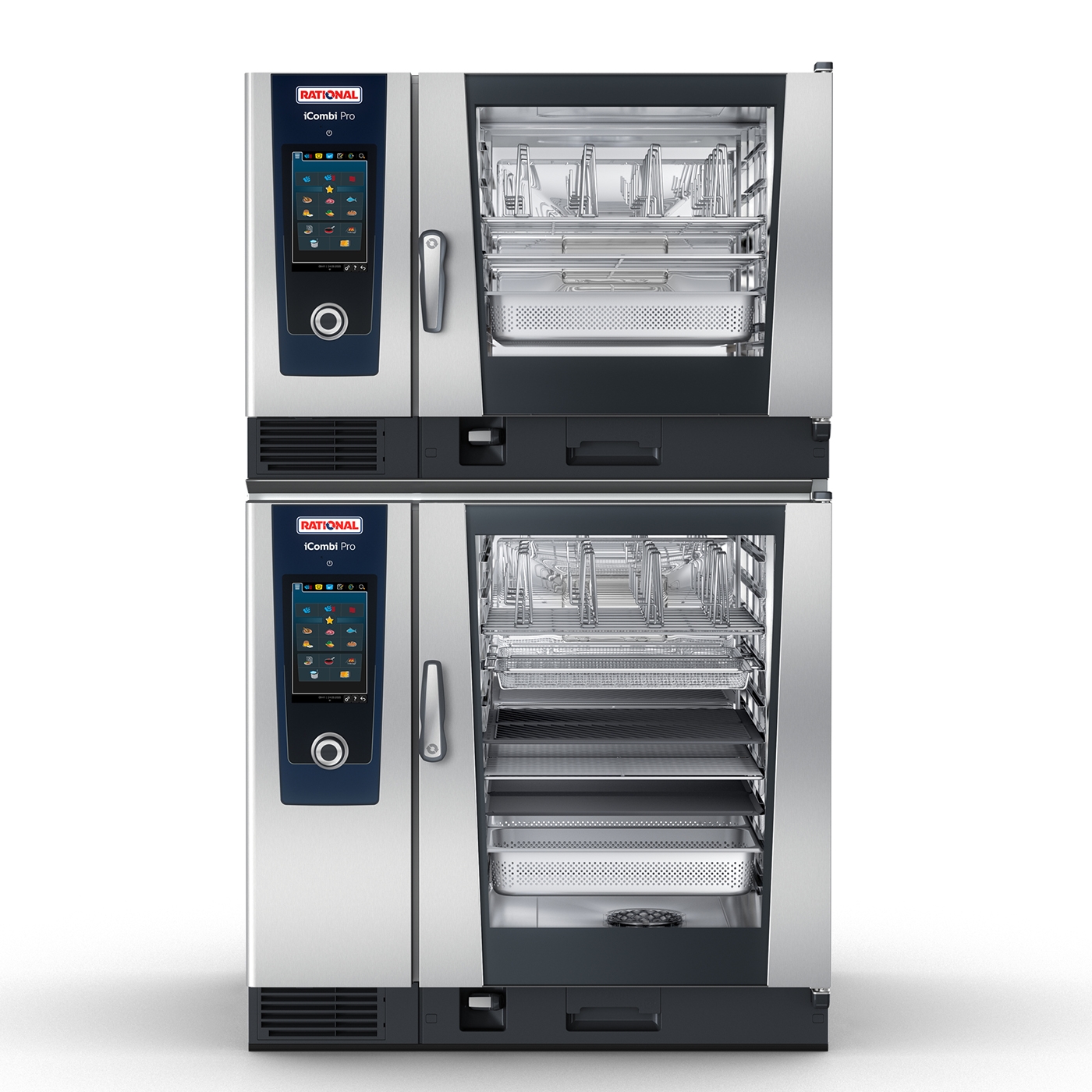 RATIONAL ICP Double Stacked 6/10 Full-Size Electric Combi Oven w/ Programmable Controls, Steam Generator, 208-240v