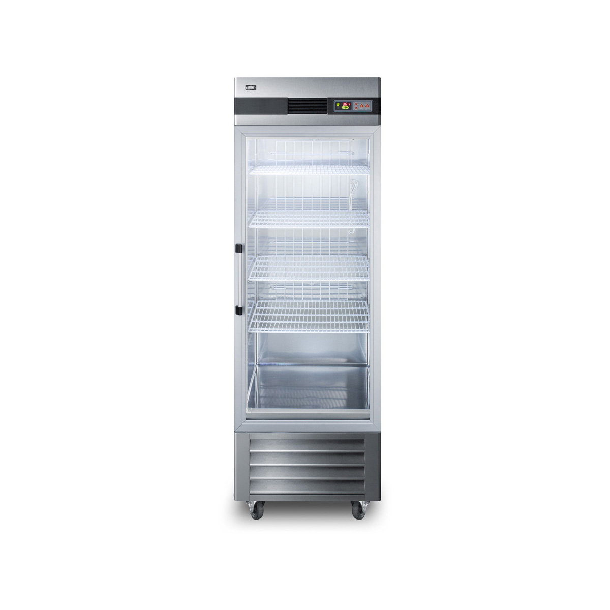 Summit SCR23SSG 28″ One Section Glass Door Reach-In Refrigerator, 23 cu. ft.