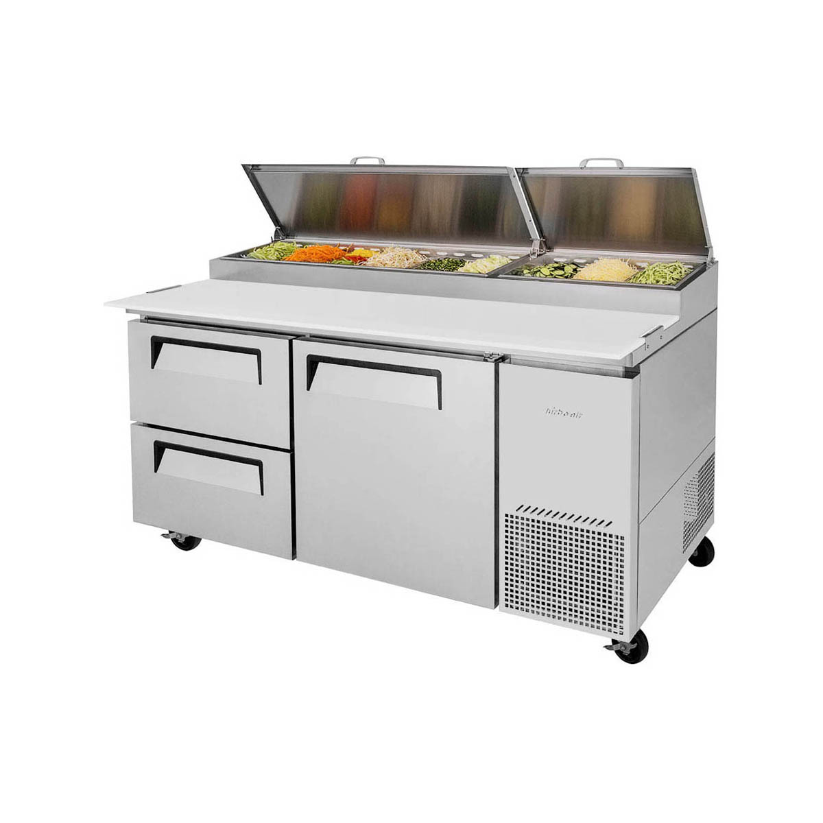 Turbo Air TPR-67SD-D2-N 67″ Two Section Refrigerated Pizza Prep Table, 20.0 cu. ft.