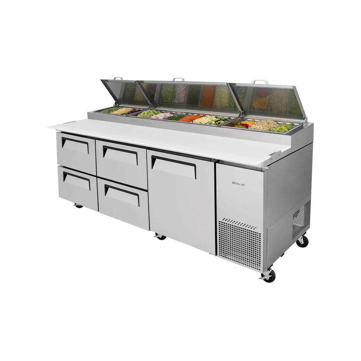 Turbo Air TPR-93SD-D4-N 93″ Three Section Refrigerated Pizza Prep Table, 31.0 cu. ft.