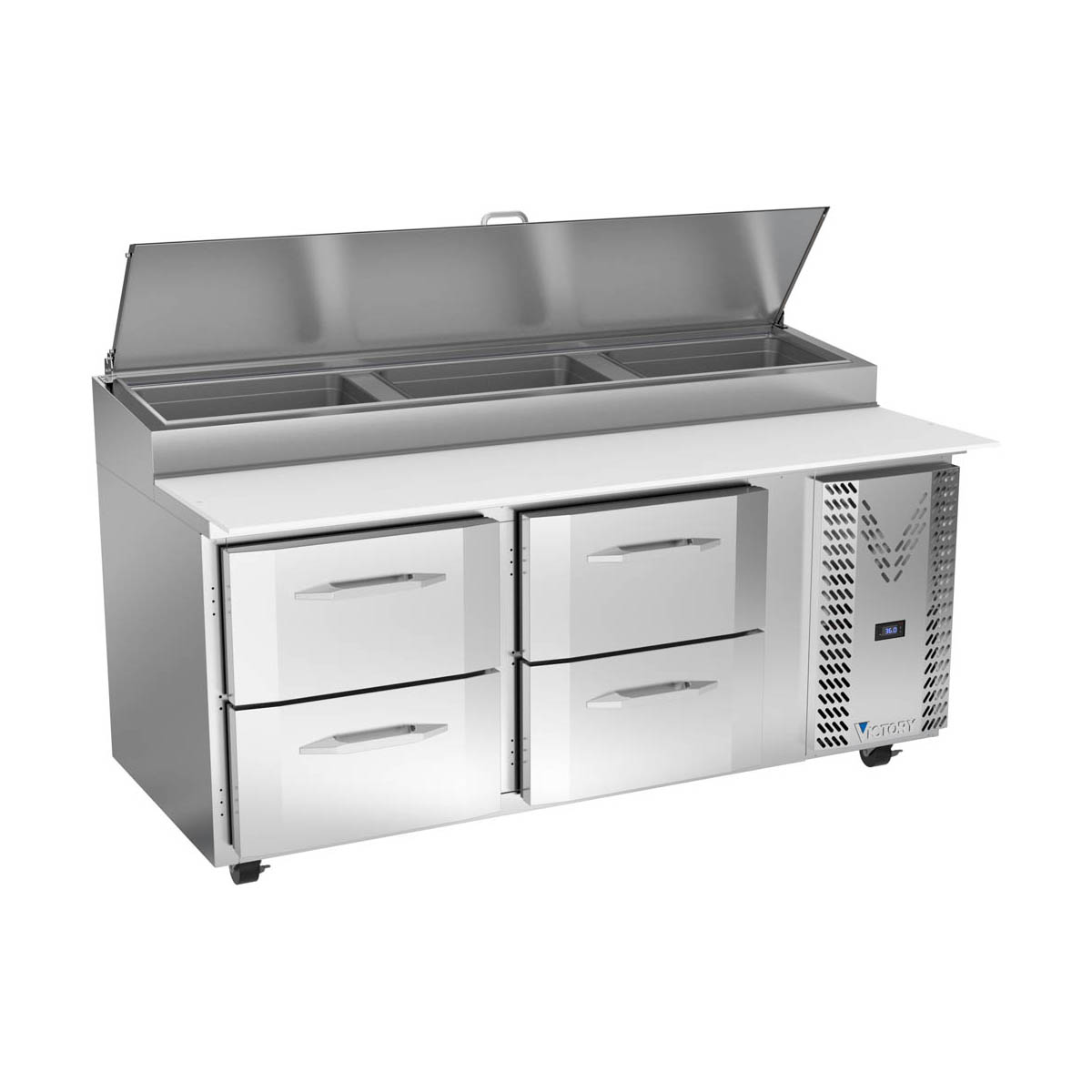 Victory VPPD72HC-4 72″ Refrigerated Pizza Prep Table