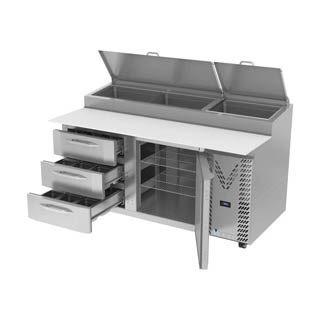 Victory VPPD67HC-3 Pizza Prep Table With Drawers, Chef's Deal