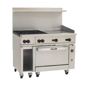 The Vulcan 48S-4B24G Endurance Series Gas Restaurant 4 Open Burners / 24 Griddle, Chef's Deal