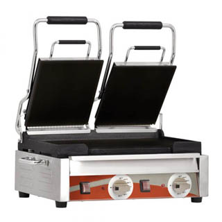 OMCAN 3200-WATT DOUBLE PANINI GRILL WITH FLAT TOP AND BOTTOM