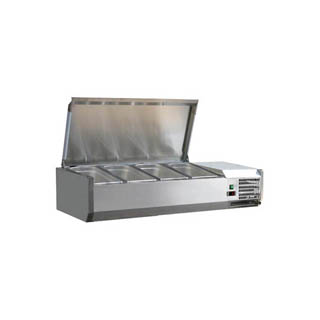 OMCAN REFRIGERATED TOPPING RAILS WITH STAINLESS STEEL COVER